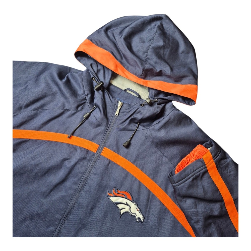 Reebok Denver Broncos NFL Sideline‎ Jacket Hoodie Navy Orange Men's 2XL